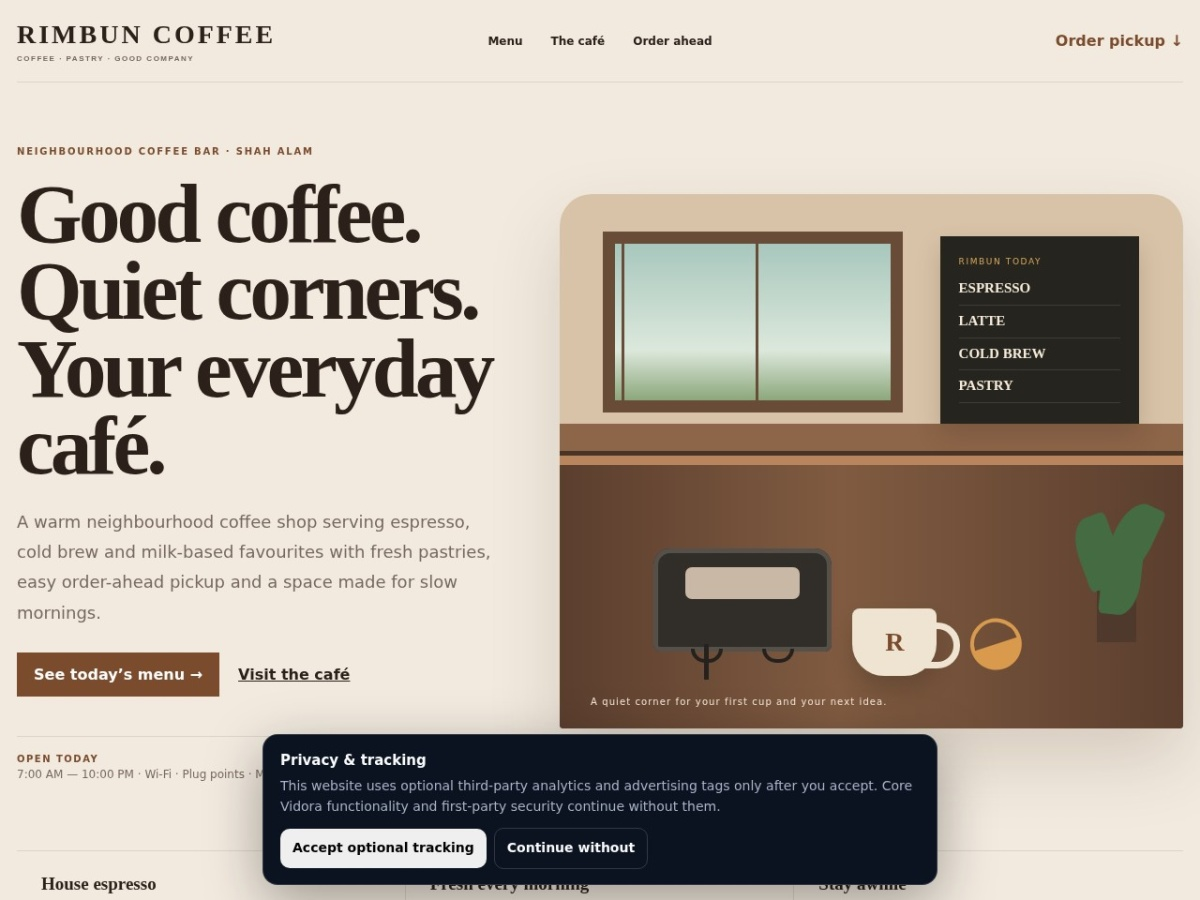 Rimbun Coffee website preview