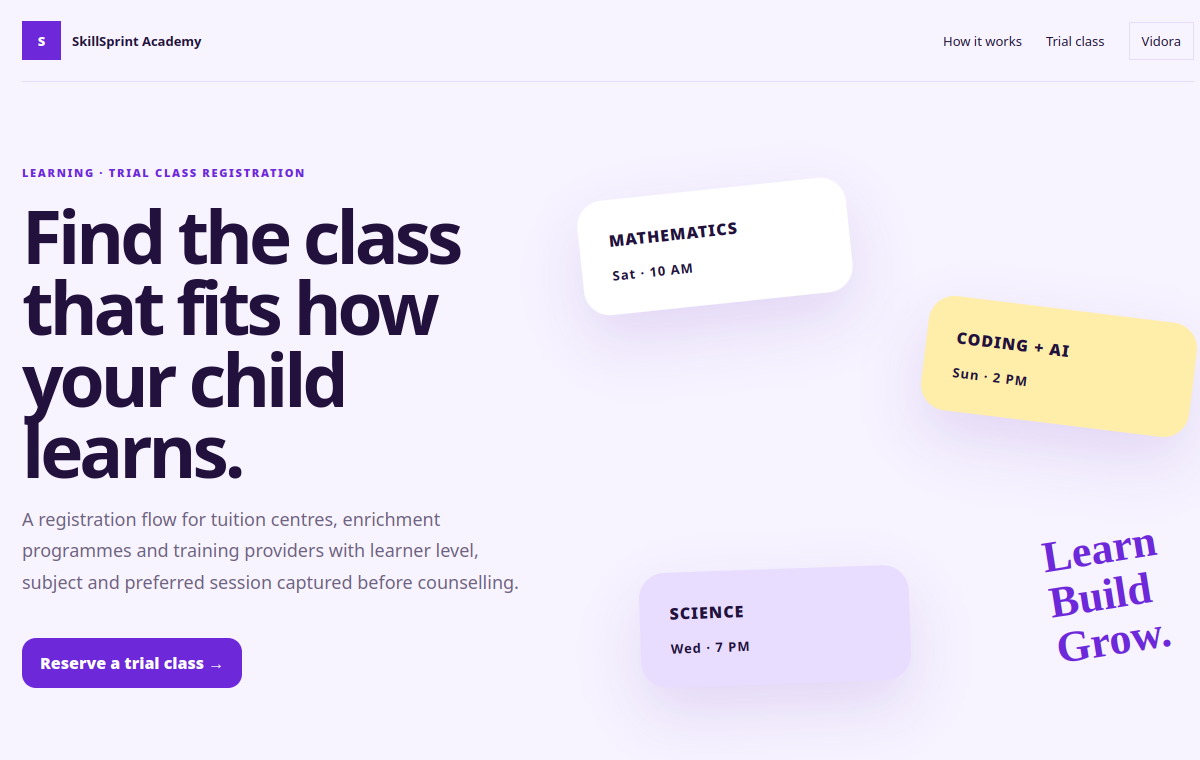 SkillSprint Academy website preview